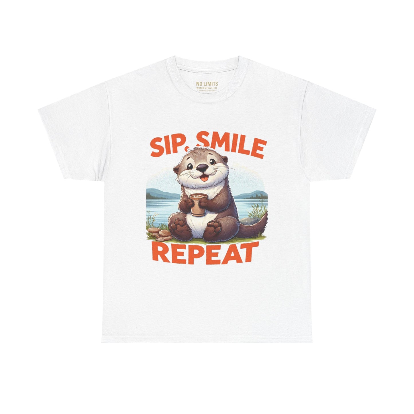 Sip, Smile, Repeat Otter Graphic Adventure T-Shirt | Outdoor Lifestyle Tee