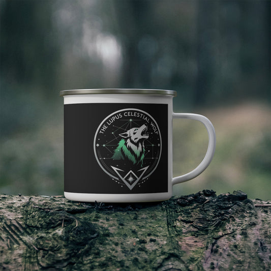 Enamel Camping Mug — The Lupus Celestial Wolf Design