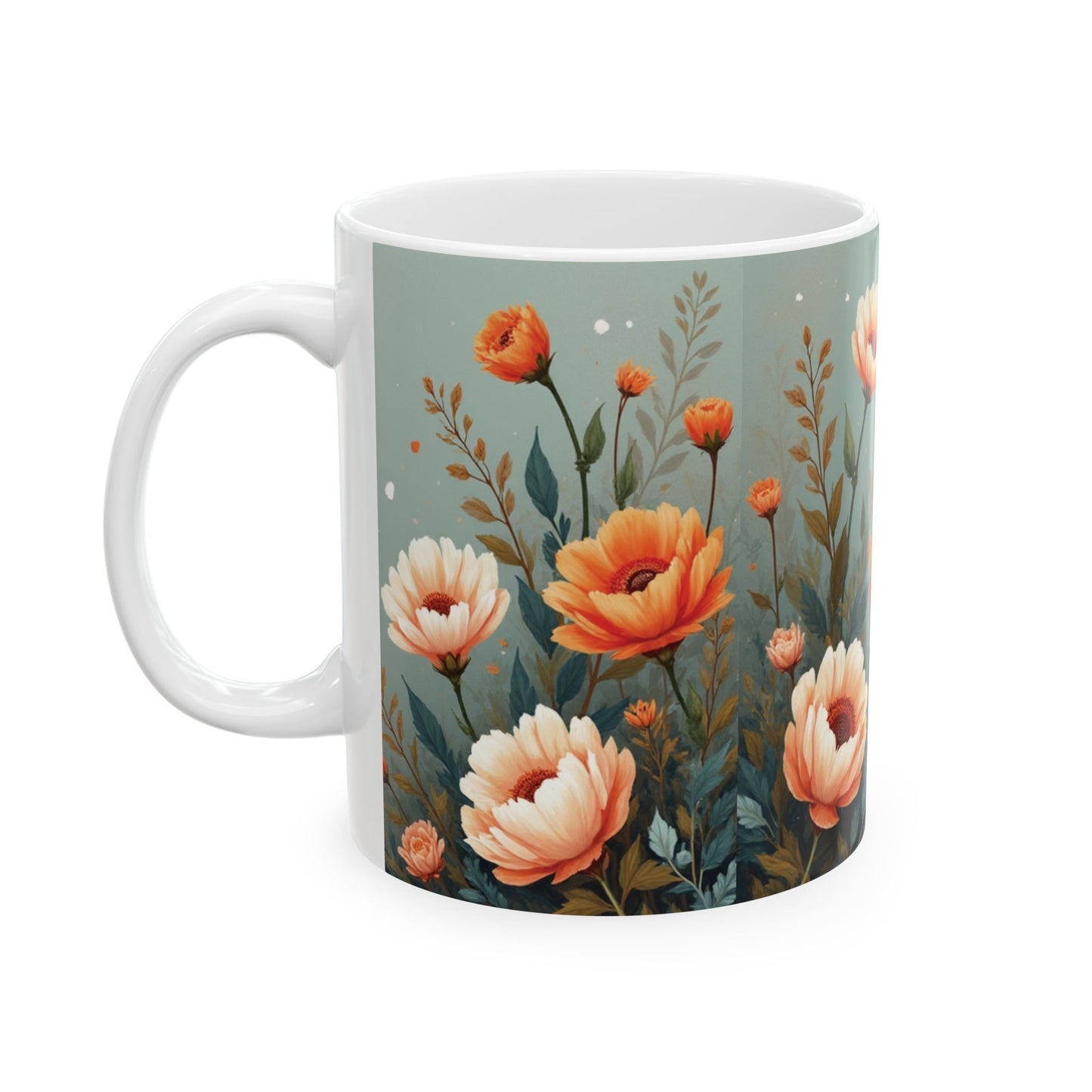 Sip, Smile, Repeat Ceramic Mug — Floral Otter Lake Coffee Cup (11oz & 15oz)