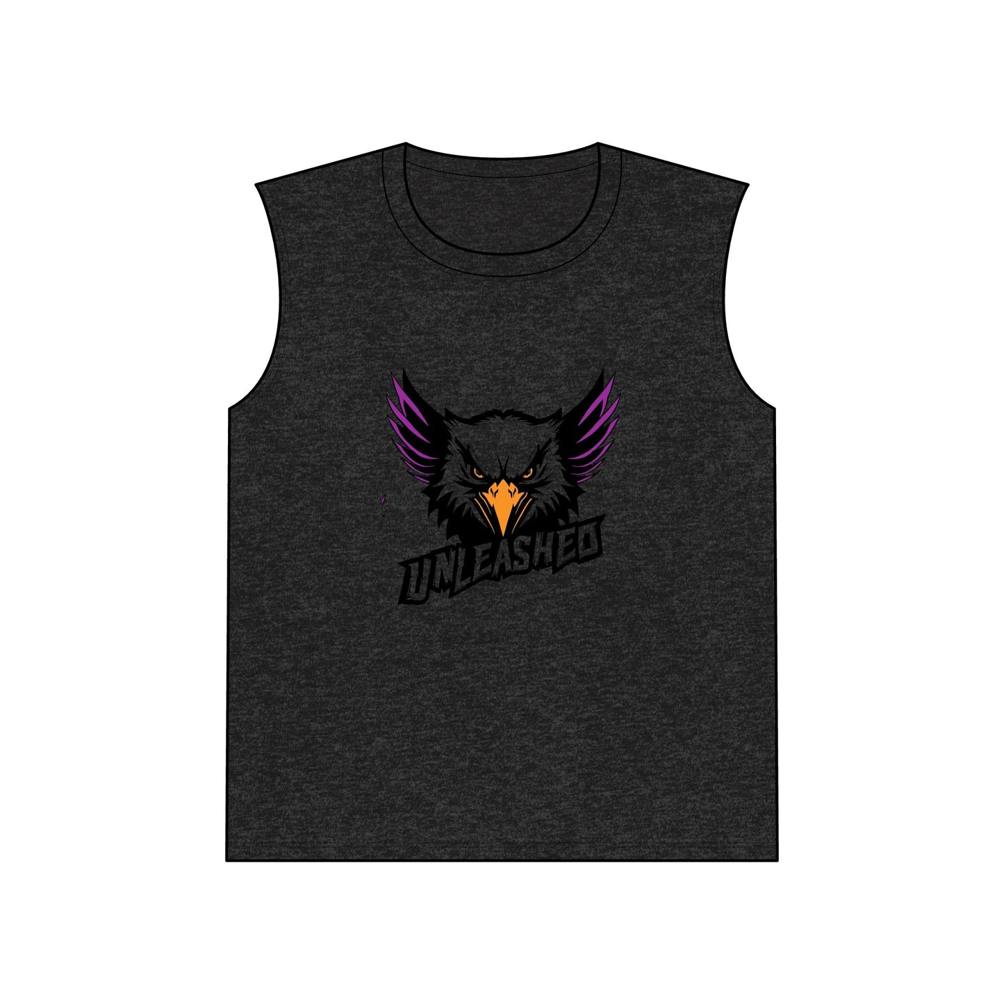 Black sleeveless shirt with an eagle logo and 'Unleashed' text on a white background