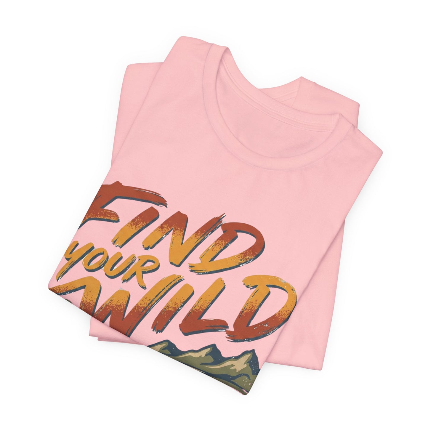 Pink tank top with 'Find Your Wild' text on a white background