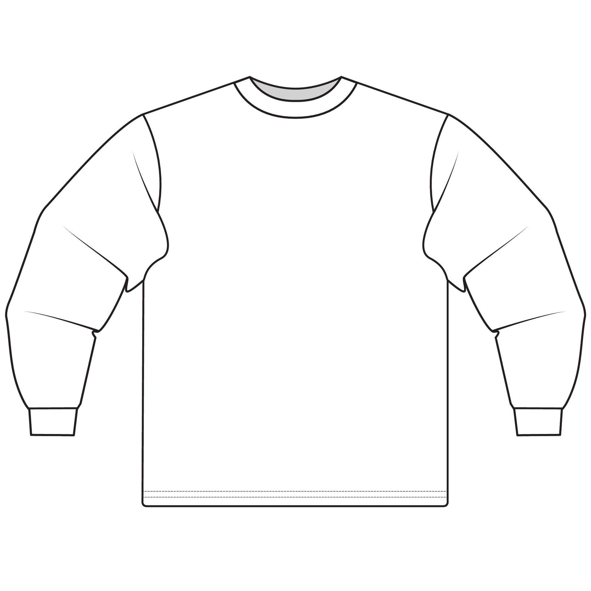Line drawing of a plain sweatshirt on a white background