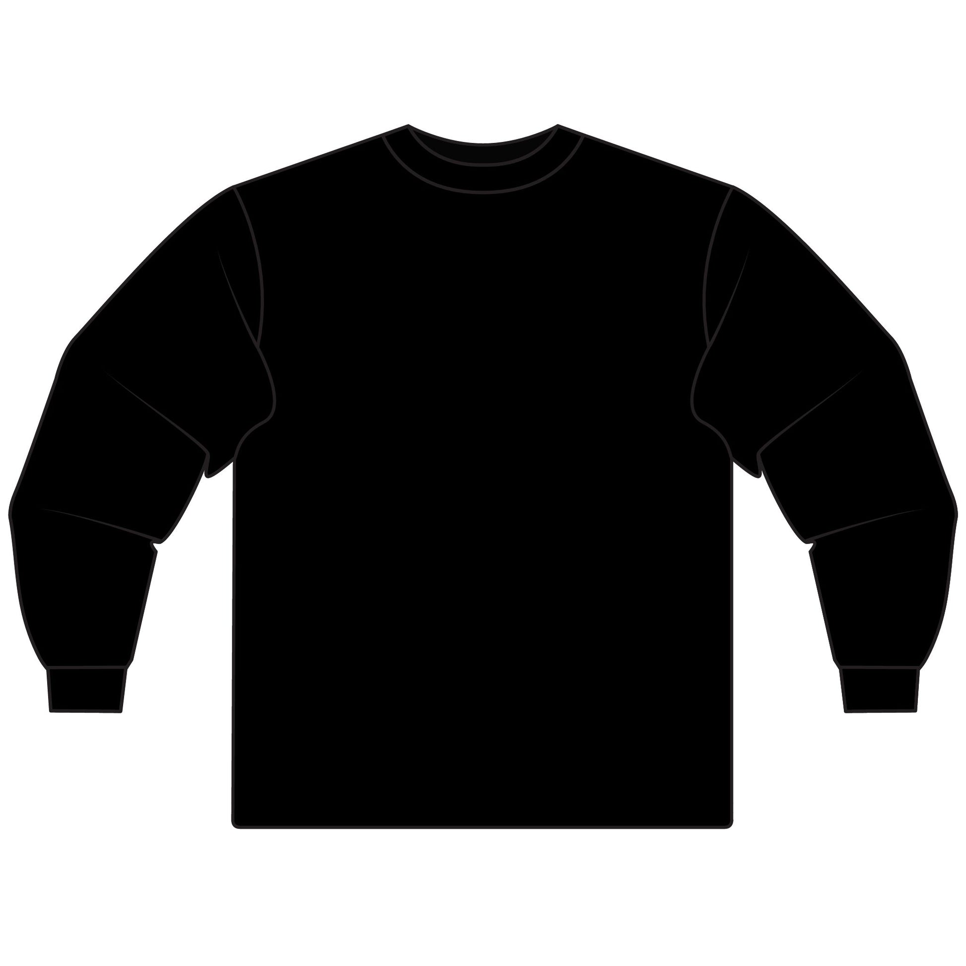 Black long-sleeve shirt on a white background