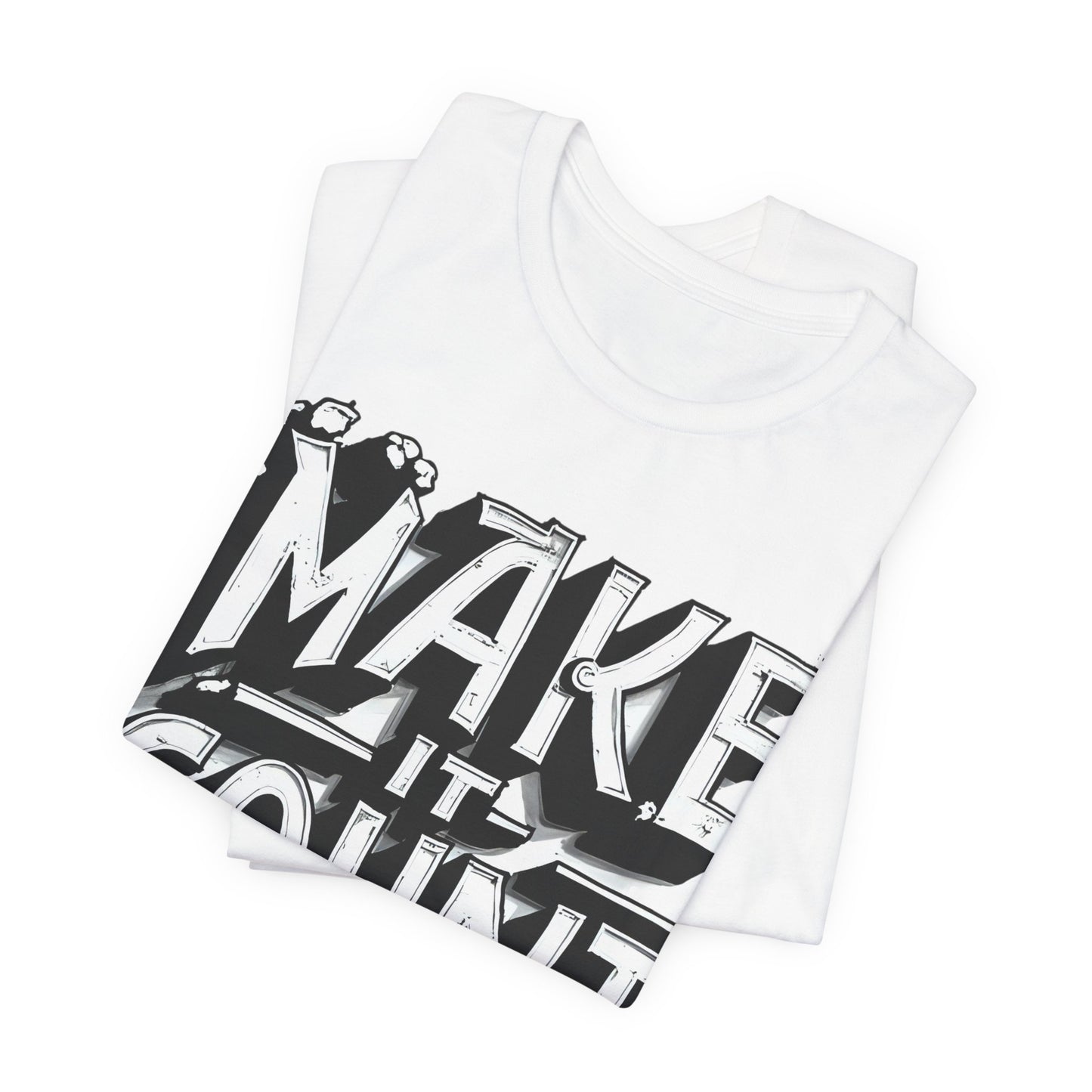 White tank top with black graphic design on a white background