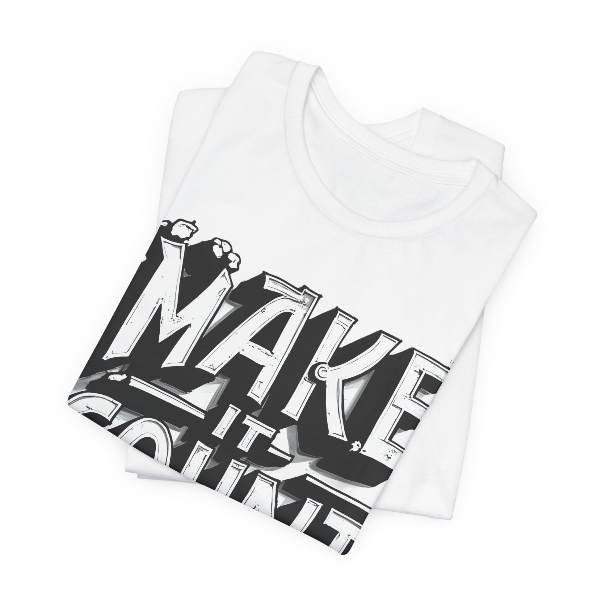 White tank top with black graphic design on a white background