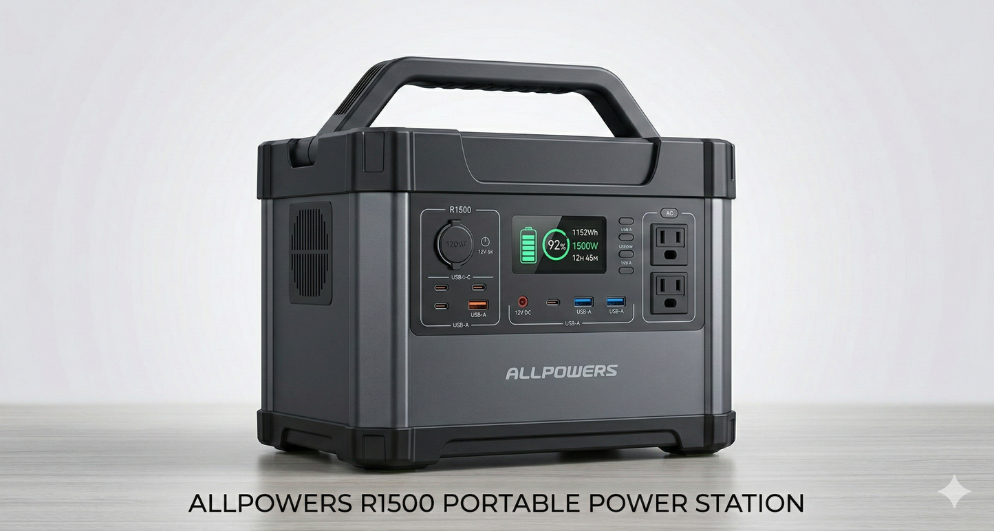 ALLPOWERS Solar Generator Kit 200W (R1500 + 200W Solar Panel) ☀️🔋
